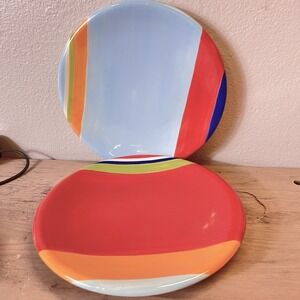 Vtg Sonoma Lifestyle‎ Color Fest Salad Plates Set of 2 Multicolor Modern 8.5"
